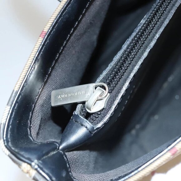 BURBERRY Nova Check Hand Bag PVC Beige Silver Auth - Picture 5 of 16